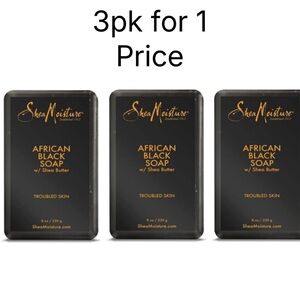 New Shea Moisture African Black Soap Bar Acne Prone & Troubled Skin 3 pk